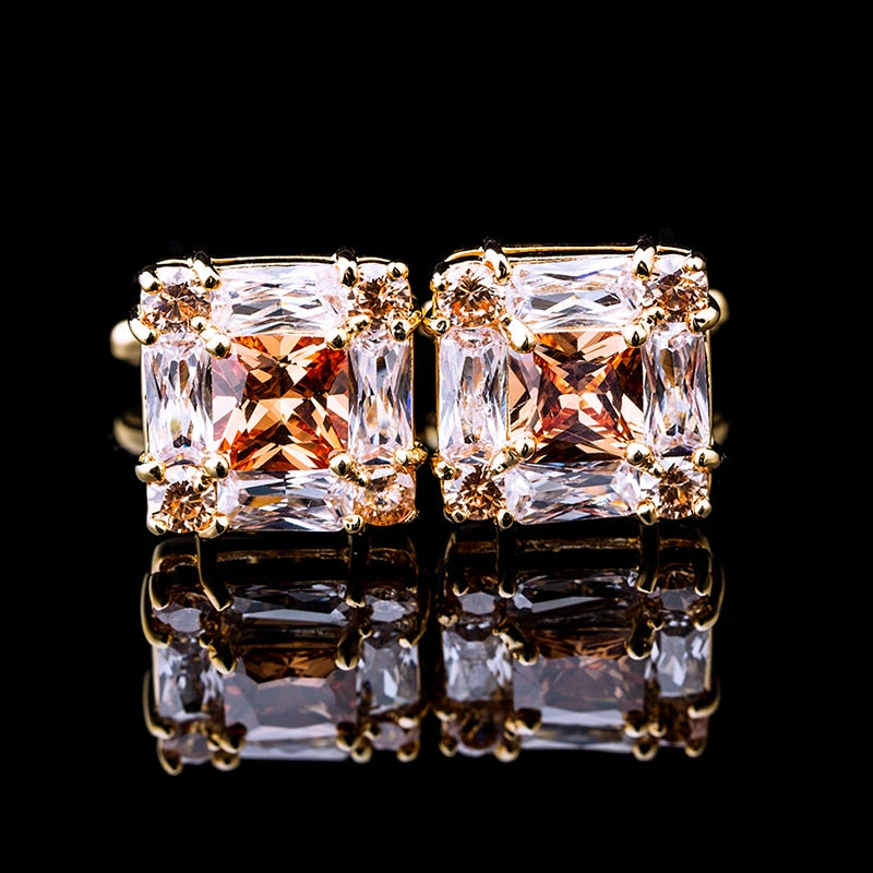 Gold and Crystals Cufflinks Cufflink - Sophisticated Gentlemen