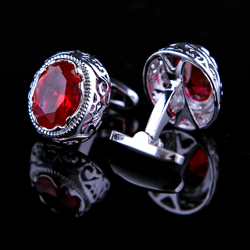 Vintage Crystal Red Ruby Cufflinks Cufflink - Sophisticated Gentlemen