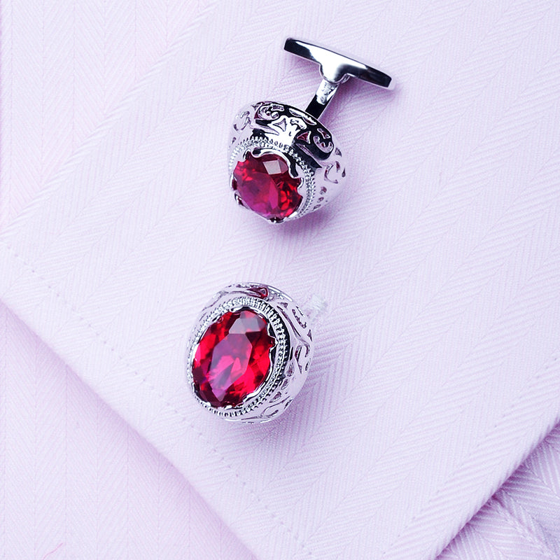 Vintage Crystal Red Ruby Cufflinks Cufflink - Sophisticated Gentlemen
