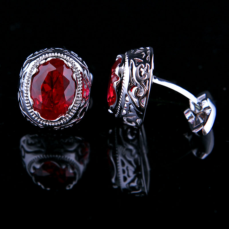 Vintage Crystal Red Ruby Cufflinks Cufflink - Sophisticated Gentlemen