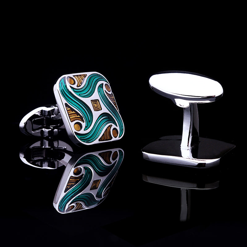 Green Enameled Cufflinks Cufflink - Sophisticated Gentlemen