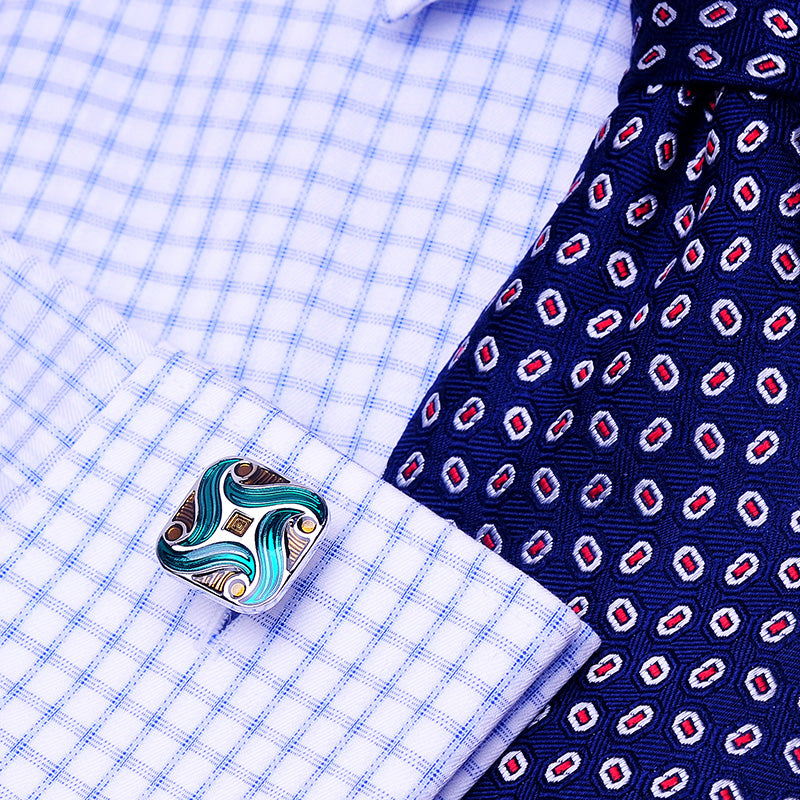 Green Enameled Cufflinks Cufflink - Sophisticated Gentlemen