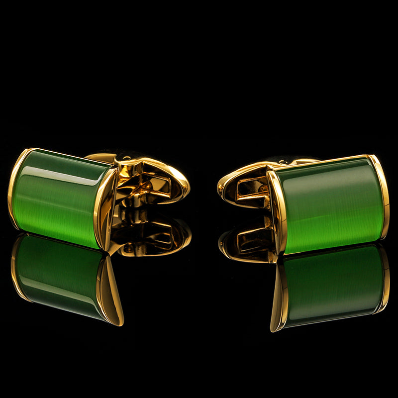 18k Yellow Gold Emerald Green Cufflinks Cufflink - Sophisticated Gentlemen