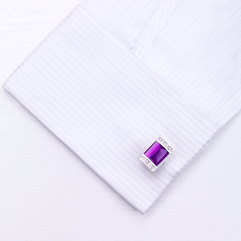 Crystal Purple Wedding Cufflinks Cufflink - Sophisticated Gentlemen