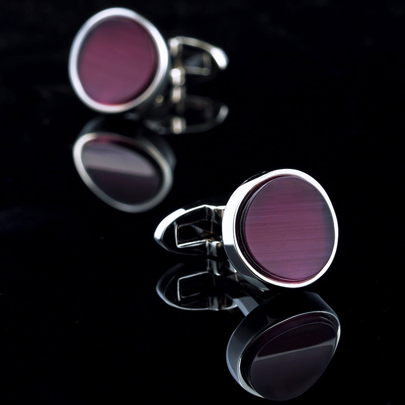 Round Purple Stone Cufflinks Cufflink - Sophisticated Gentlemen