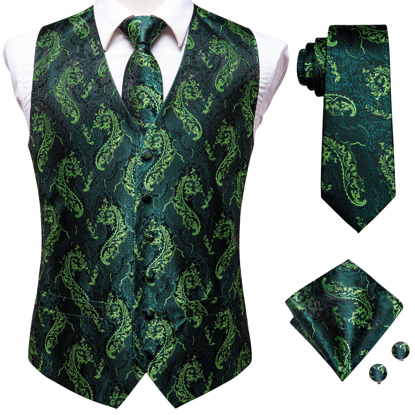 Dynamic Green Vest Set vest set - Sophisticated Gentlemen