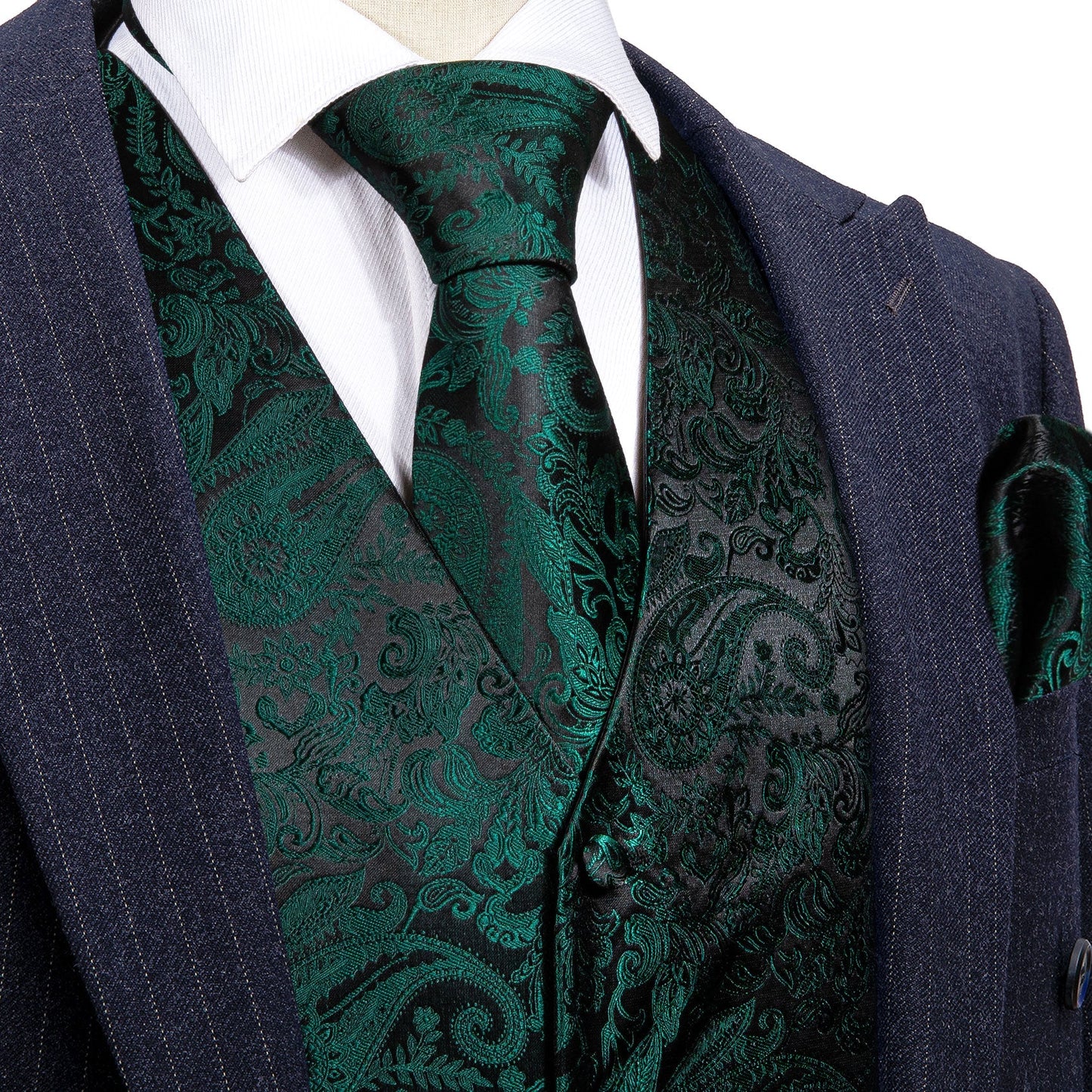Very Dark Green Vest Set vest set S (Chest 41) - Sophisticated Gentlemen