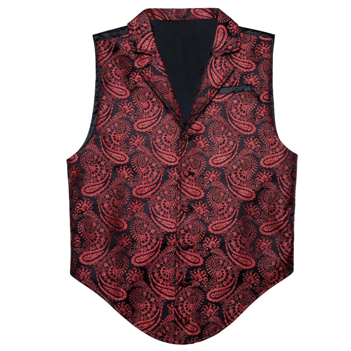 Red and Black Paisley Vest vest set S (Chest 38)   - Sophisticated Gentlemen