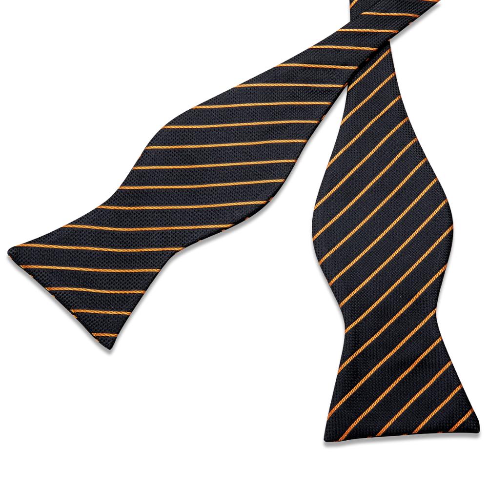 Luxury Gold and Black Striped Bow Tie Set bow ties - Sophisticated Gentlemen