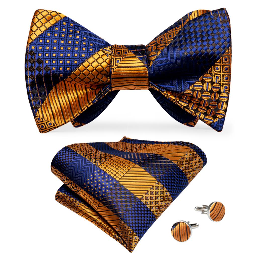 Blue and Gold Plaid Bow Tie bow ties - Sophisticated Gentlemen