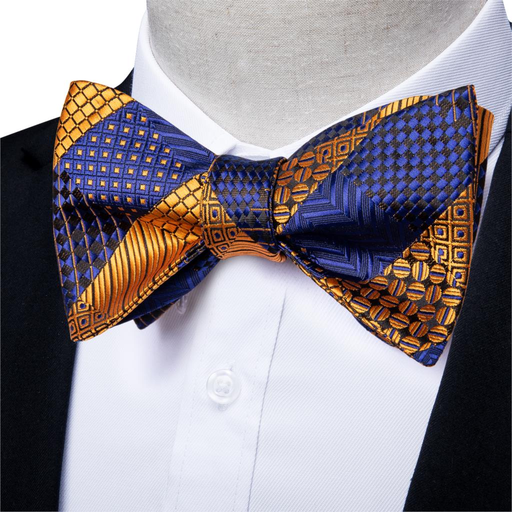 Blue and Gold Plaid Bow Tie bow ties - Sophisticated Gentlemen