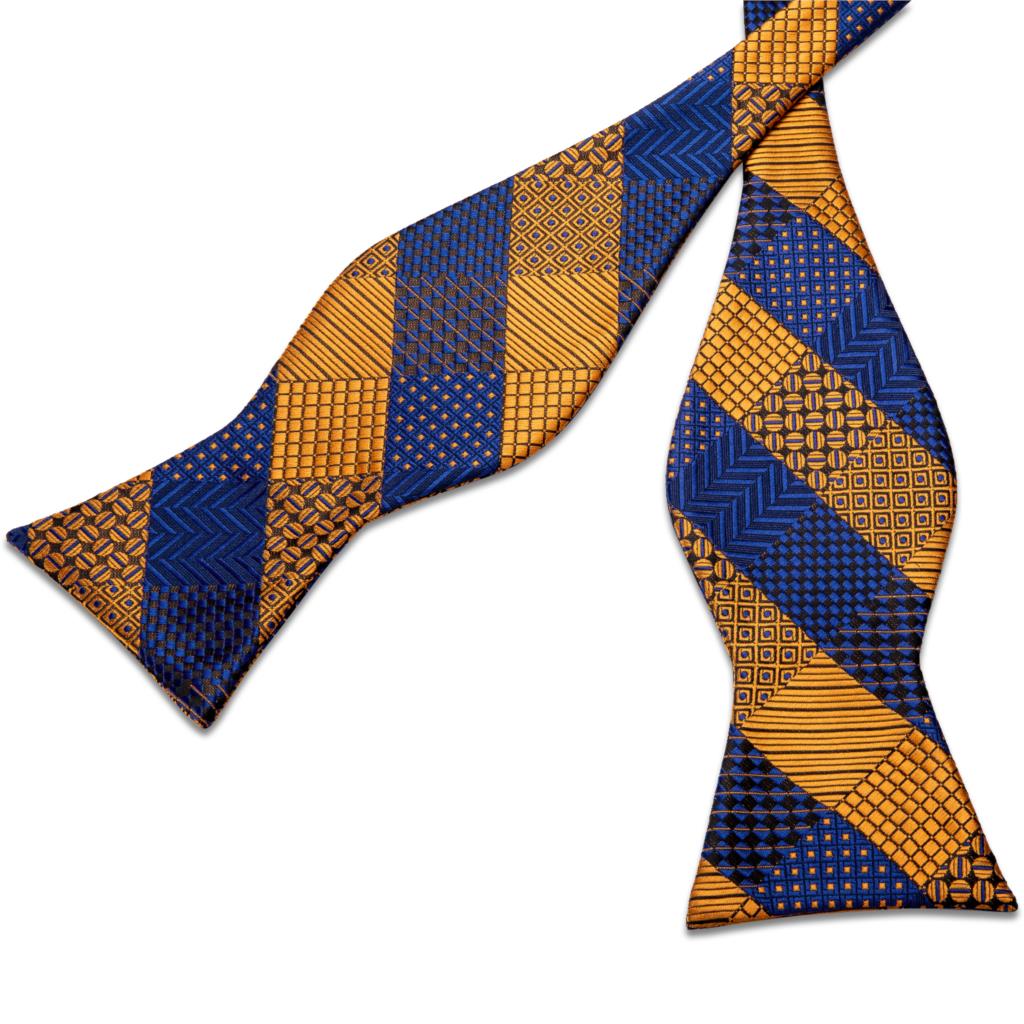 Blue and Gold Plaid Bow Tie bow ties - Sophisticated Gentlemen