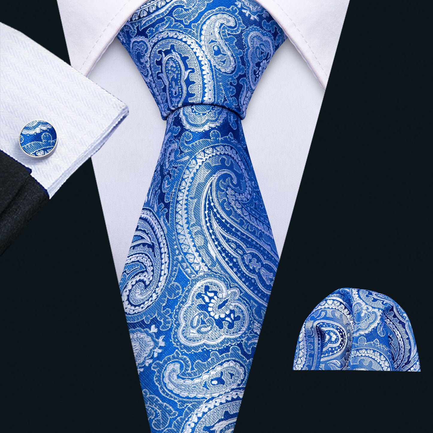 Contrails Tie, Pocket Square and Cufflinks tie sets - Sophisticated Gentlemen