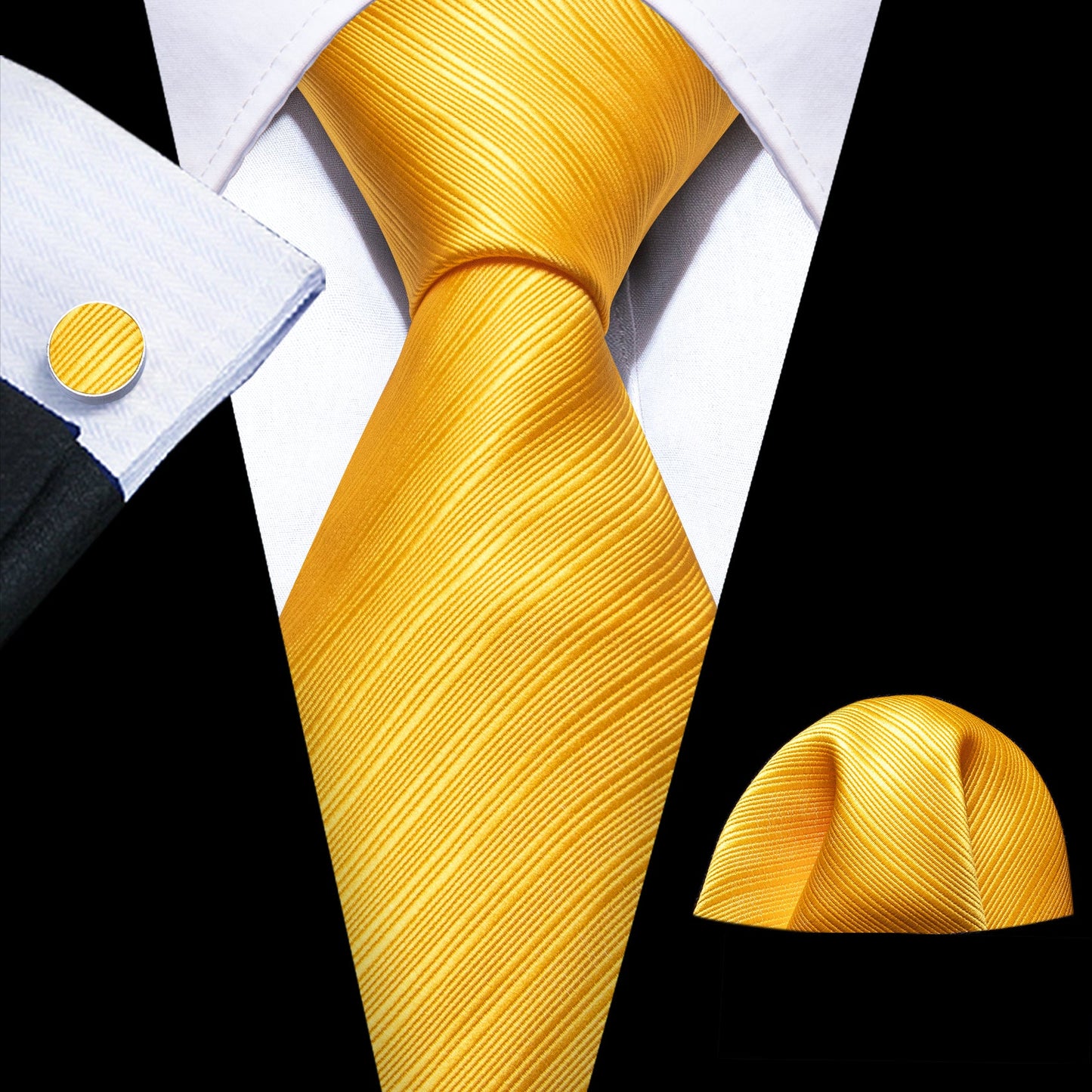 Sun Rays Tie, Pocket Square and Cufflinks tie sets    - Sophisticated Gentlemen