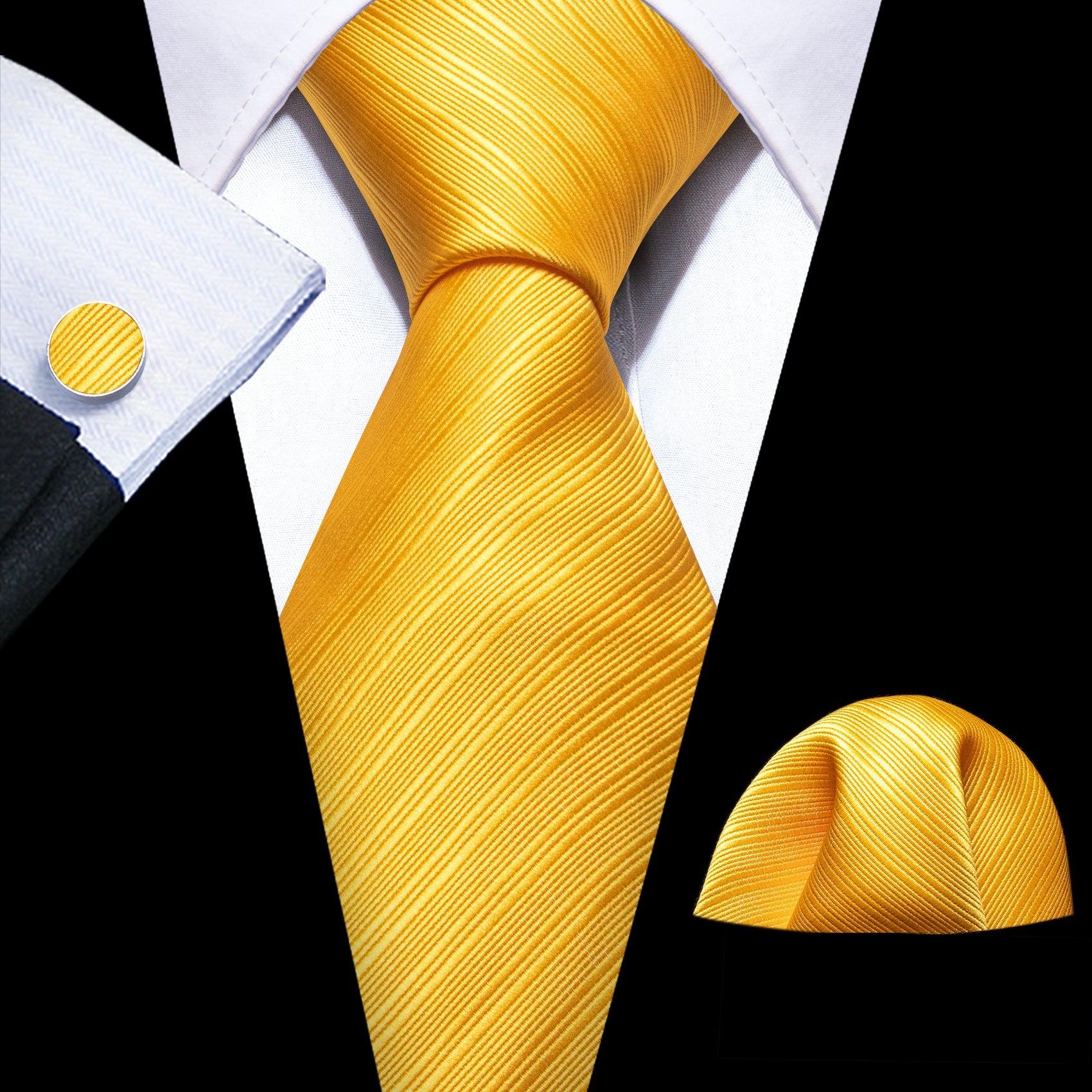 Sun Rays Tie, Pocket Square and Cufflinks tie sets    - Sophisticated Gentlemen