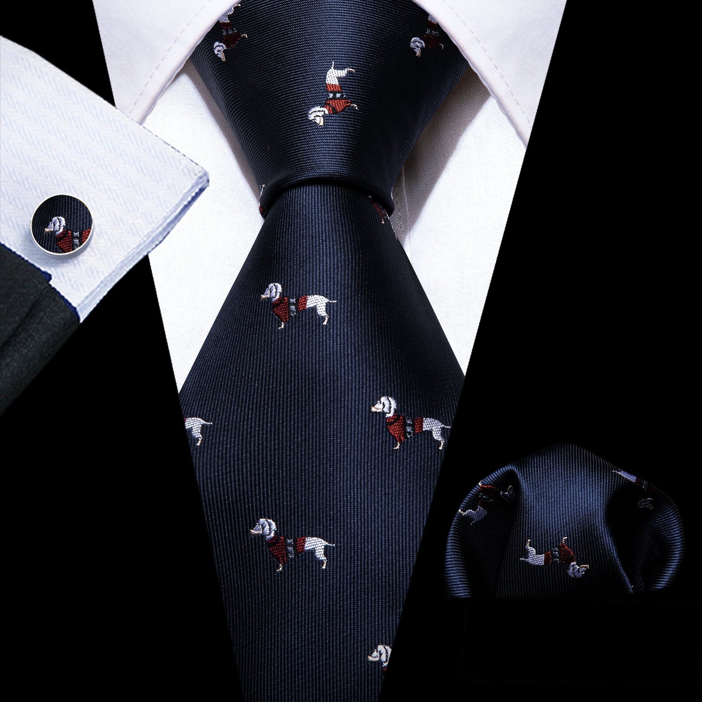 Dachshund Tie Set In Blue tie set - Sophisticated Gentlemen