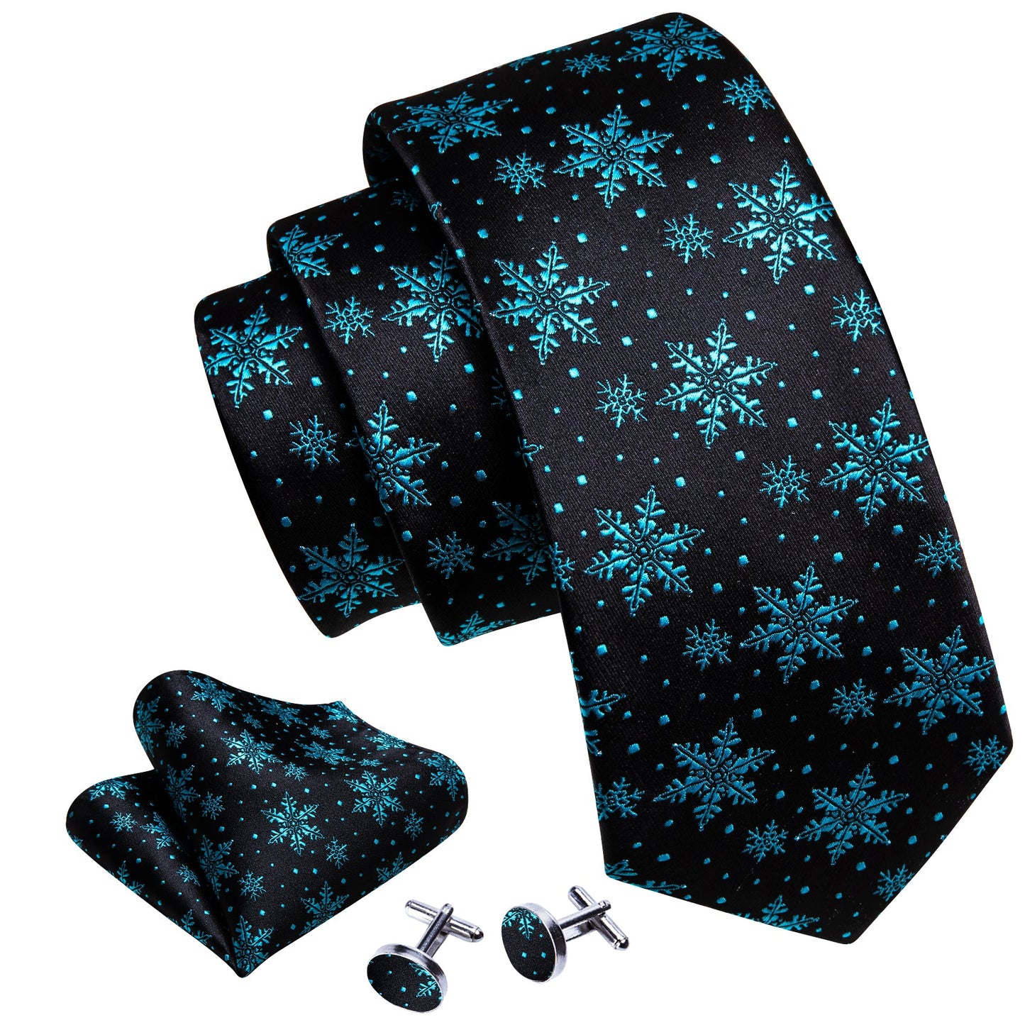 Turquoise Snowflakes Tie Set tie sets - Sophisticated Gentlemen