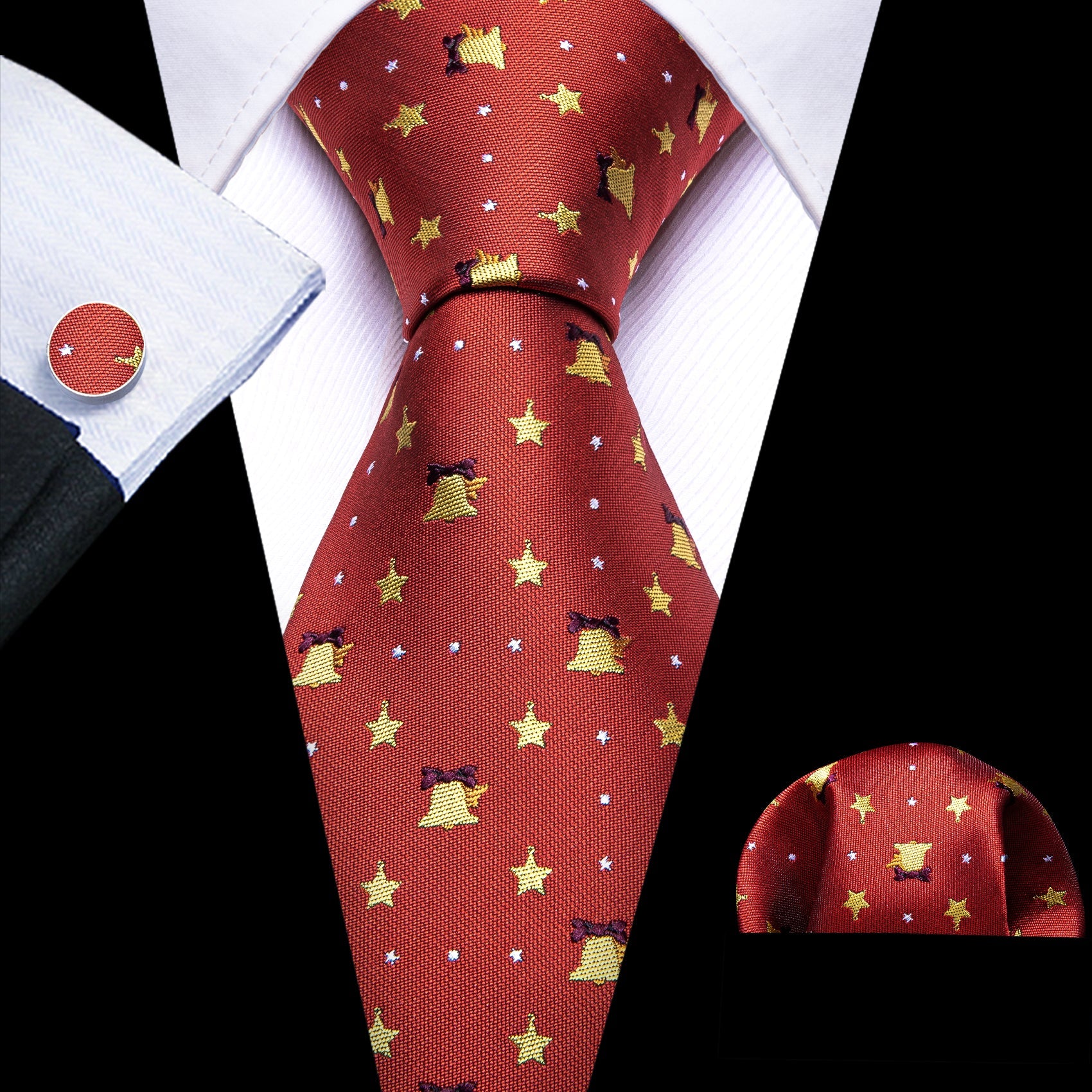 Christmas Bells Tie Set In Red tie sets - Sophisticated Gentlemen