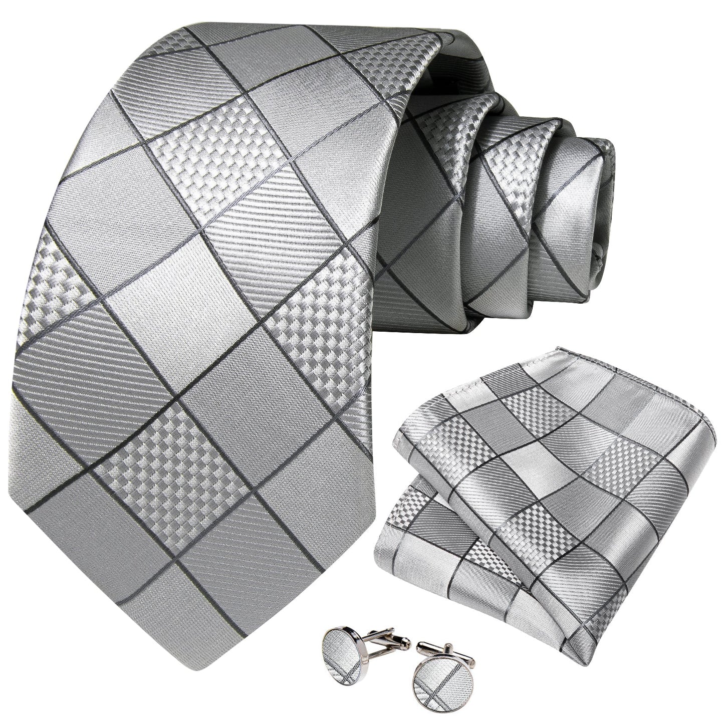 Silver Squares Tie Set tie sets - Sophisticated Gentlemen