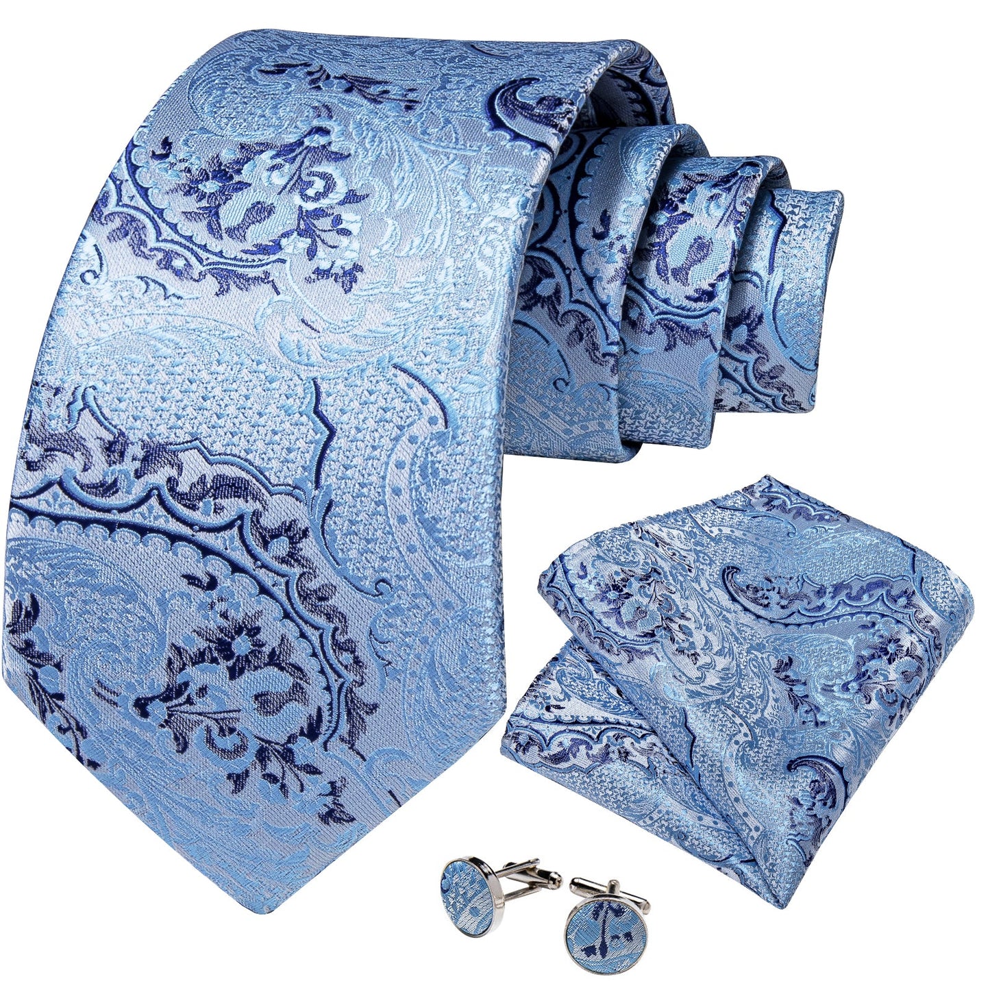 Baby Blue Paisley Tie Set tie set - Sophisticated Gentlemen