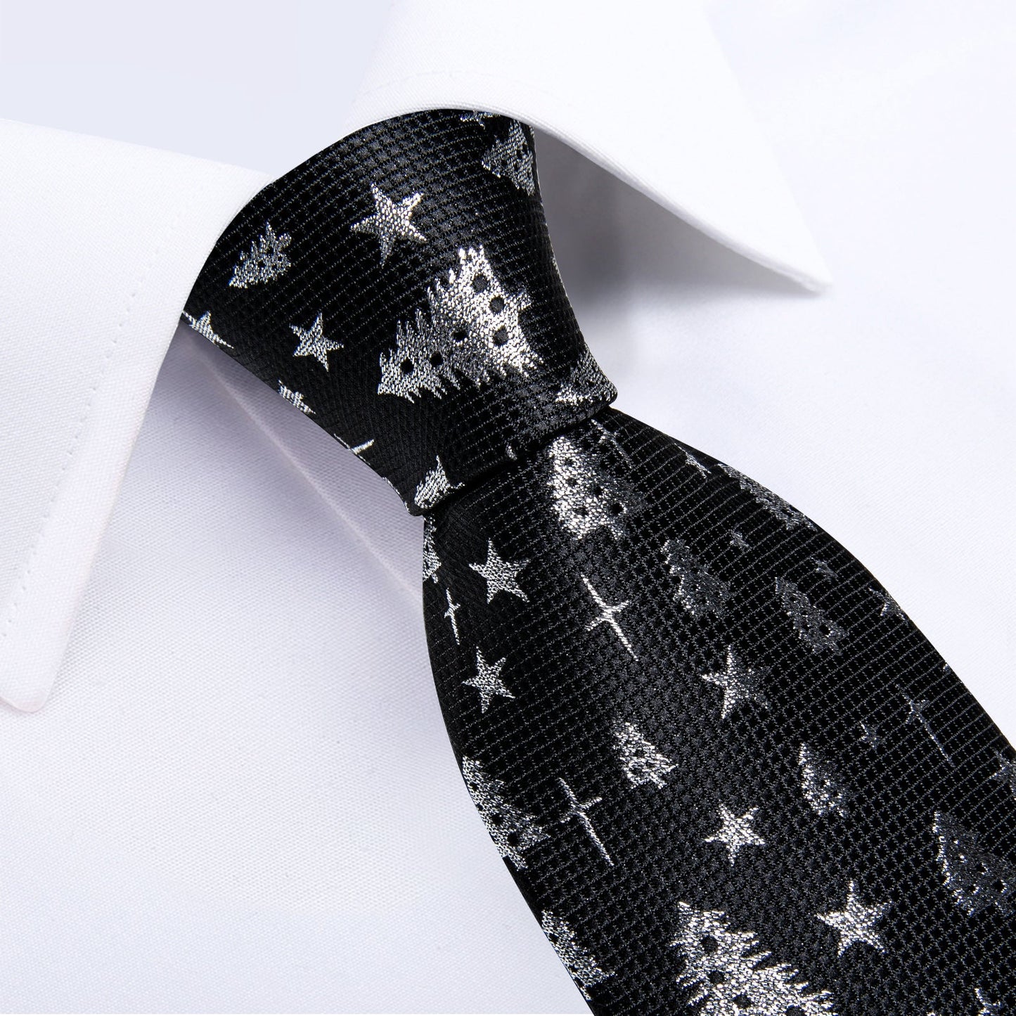 Silver and Black Christmas Tie Set tie sets - Sophisticated Gentlemen