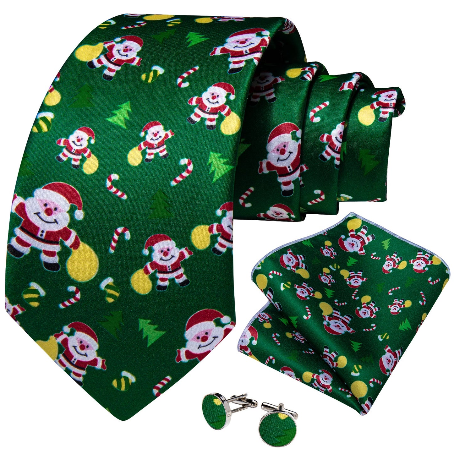 Santa Tie Set In Green tie sets - Sophisticated Gentlemen