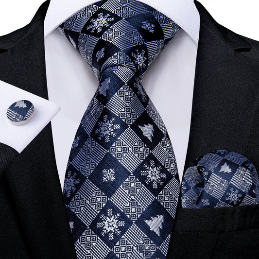 Blue and Gray Snowflakes Tie Set tie sets - Sophisticated Gentlemen