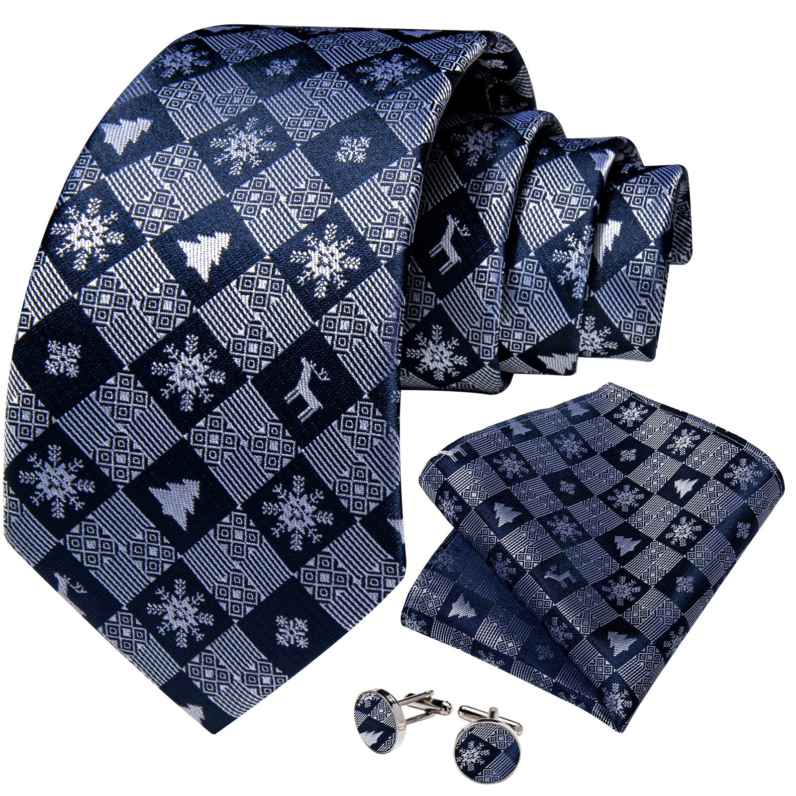 Blue and Gray Snowflakes Tie Set tie sets    - Sophisticated Gentlemen