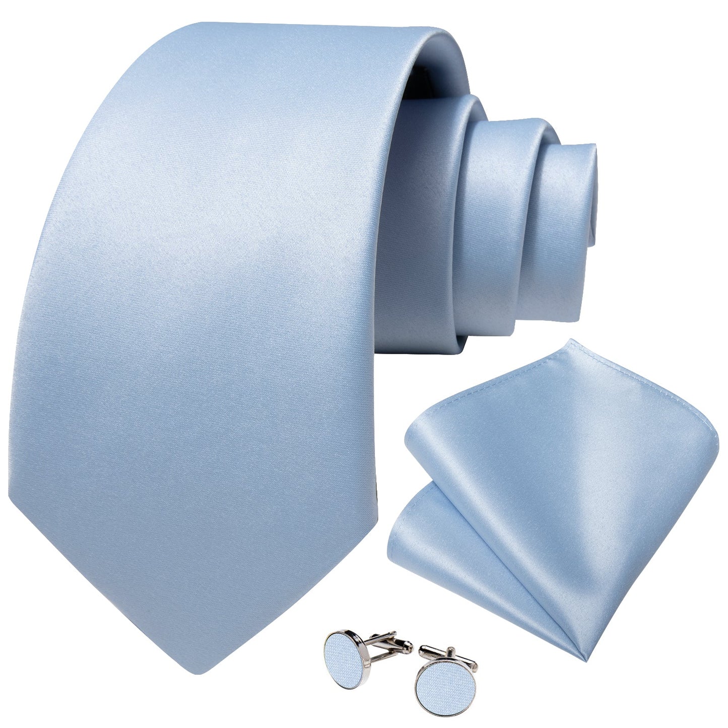 Baby Blue Silk Tie, Pocket Square and Cufflinks tie sets - Sophisticated Gentlemen