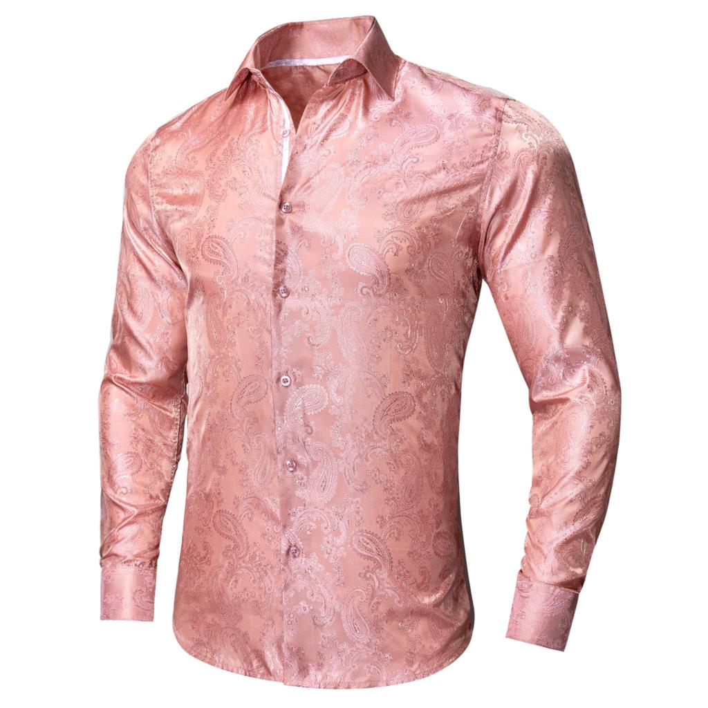 Baby Pink Paisley Dress Shirt Sophisticated Gentlemen