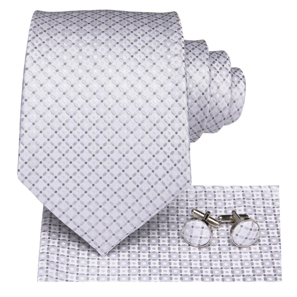 Silver Beauty Tie, Pocket Square and Cufflinks tie sets - Sophisticated Gentlemen