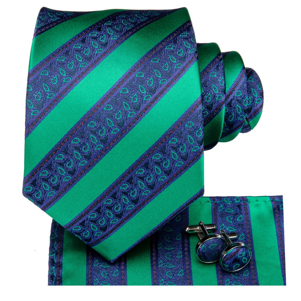 Green Avalanche Tie, Pocket Square and Cufflinks tie sets - Sophisticated Gentlemen