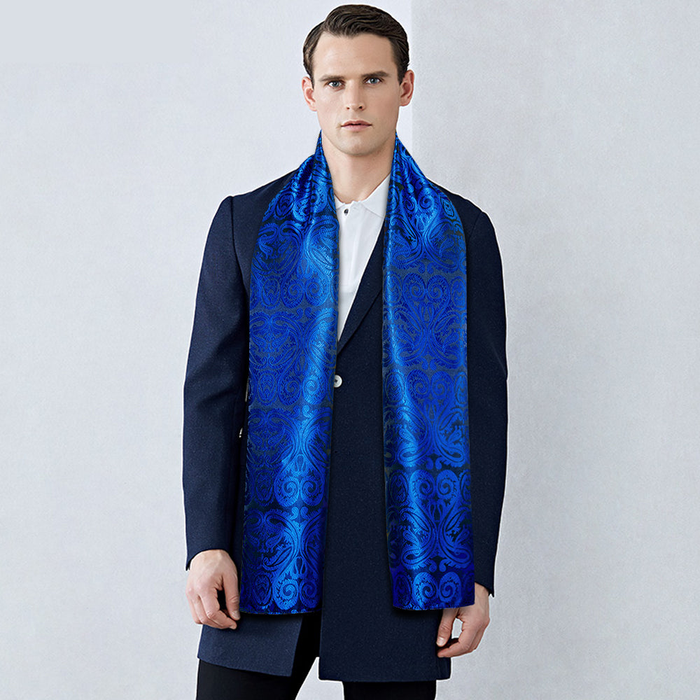 Royal Blue Paisley Silk Scarf Scarf    - Sophisticated Gentlemen