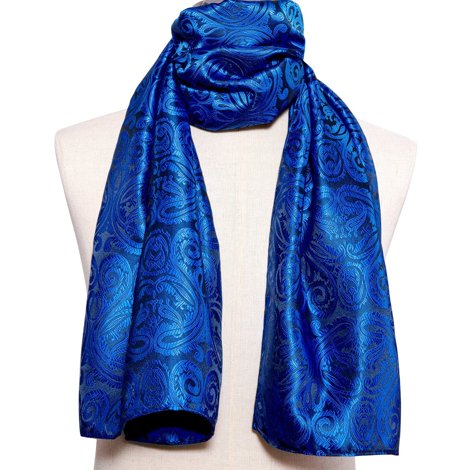 Royal Blue Paisley Silk Scarf Scarf    - Sophisticated Gentlemen