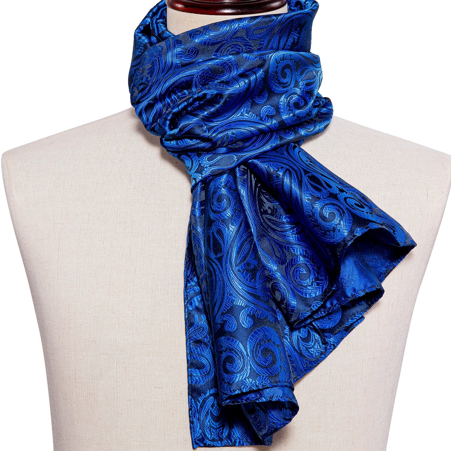 Royal Blue Paisley Silk Scarf Scarf    - Sophisticated Gentlemen