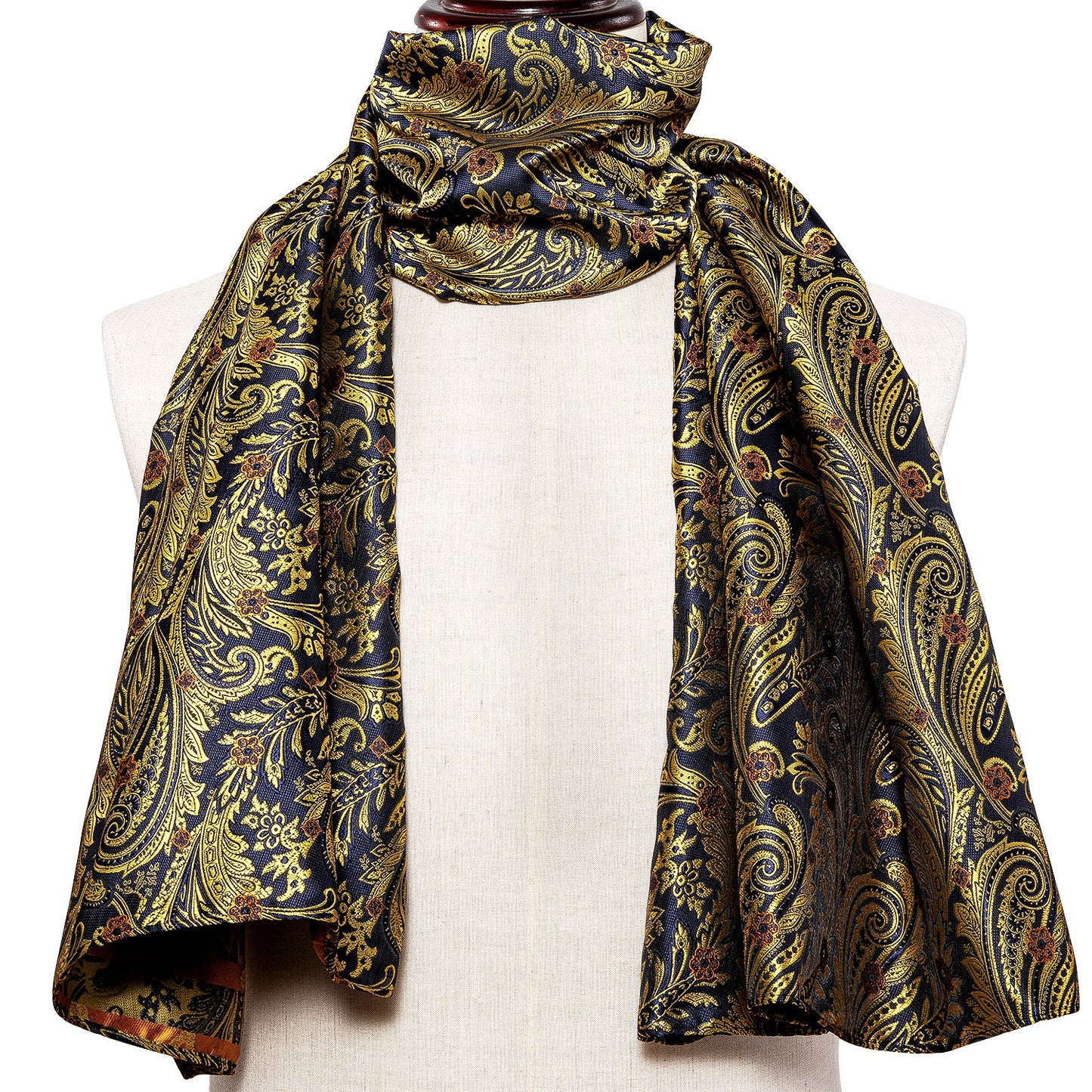 Navy and Yellow Floral Silk Scarf Scarf - Sophisticated Gentlemen