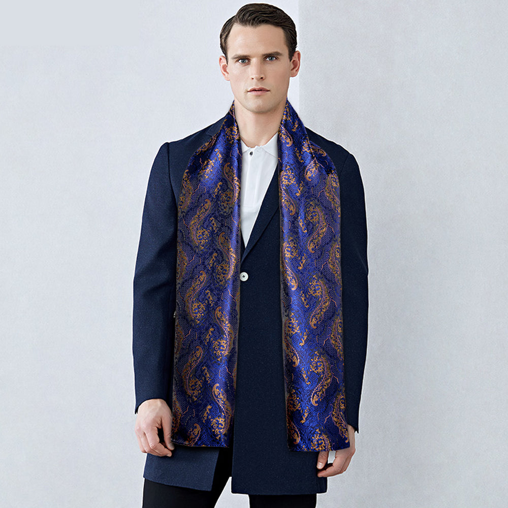 Blue Floral Silk Scarf Scarf - Sophisticated Gentlemen