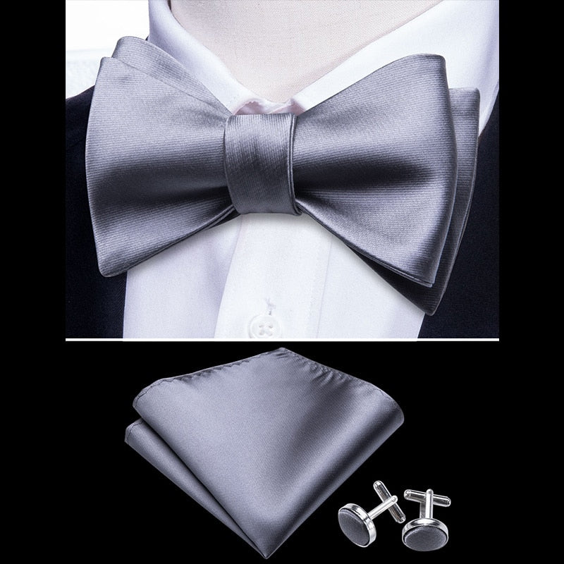 Silver Gray Bow Tie Set bow tie - Sophisticated Gentlemen