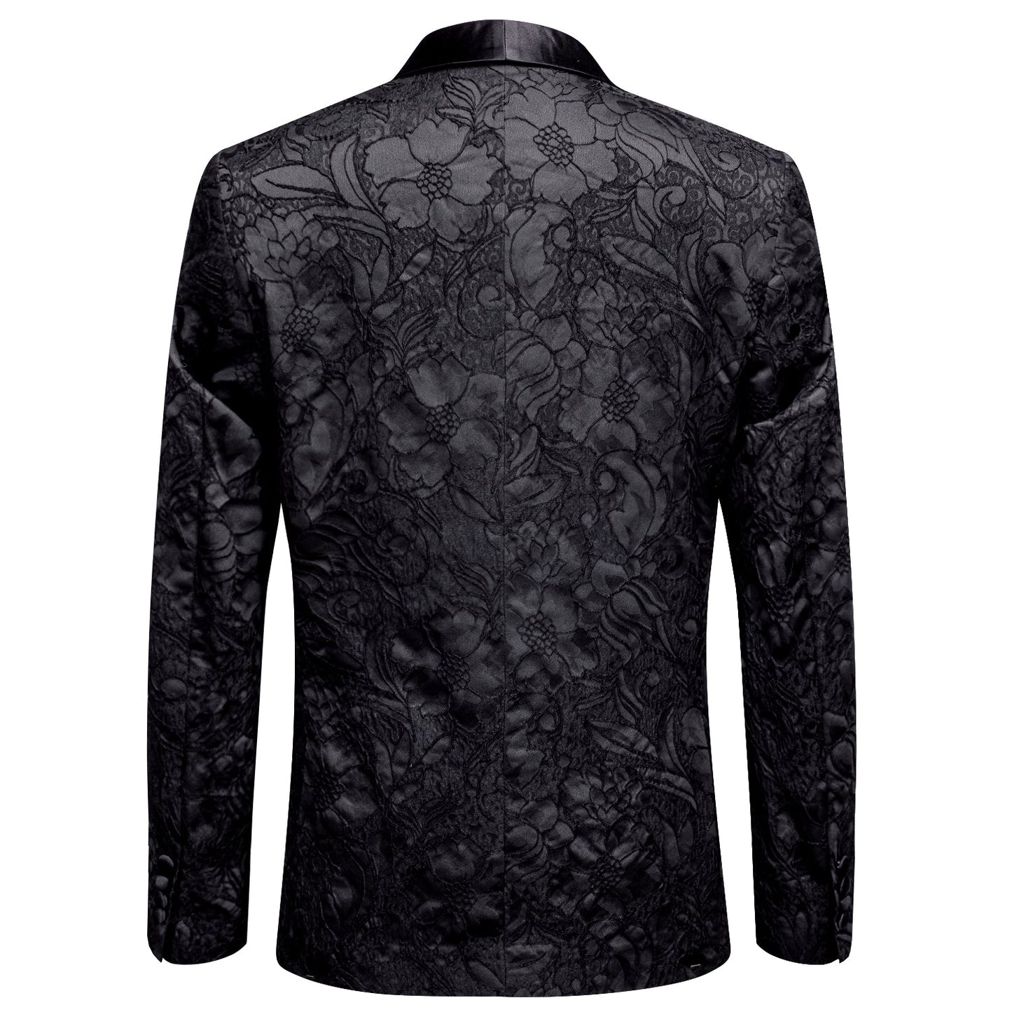 Black Embroidered Floral Tuxedo Jacket tuxedo - Sophisticated Gentlemen