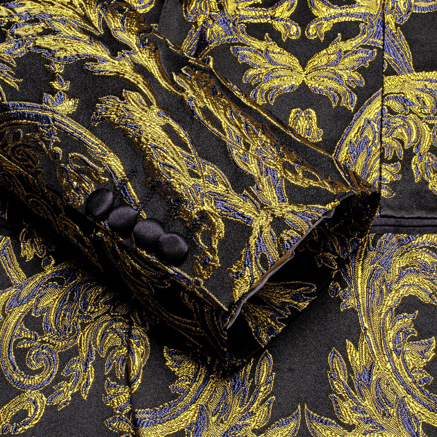 Black and Gold Embroidered Tuxedo Jacket tuxedo - Sophisticated Gentlemen