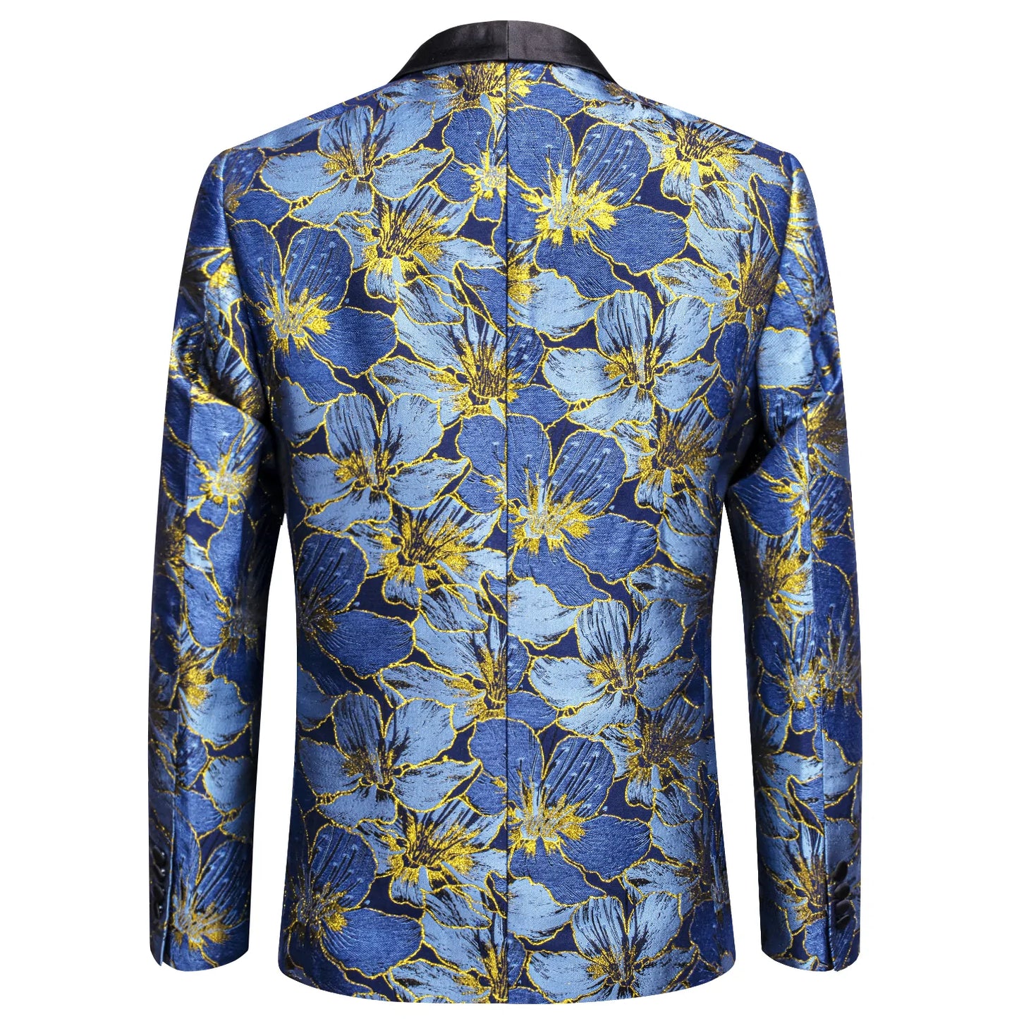 Blue and Yellow Embroidered Floral Tuxedo Jacket tuxedo - Sophisticated Gentlemen