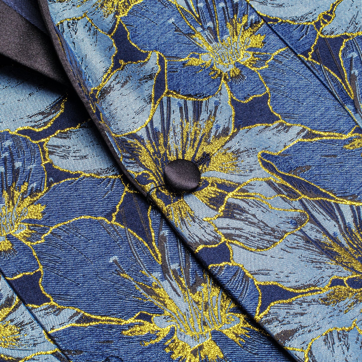 Blue and Yellow Embroidered Floral Tuxedo Jacket tuxedo - Sophisticated Gentlemen