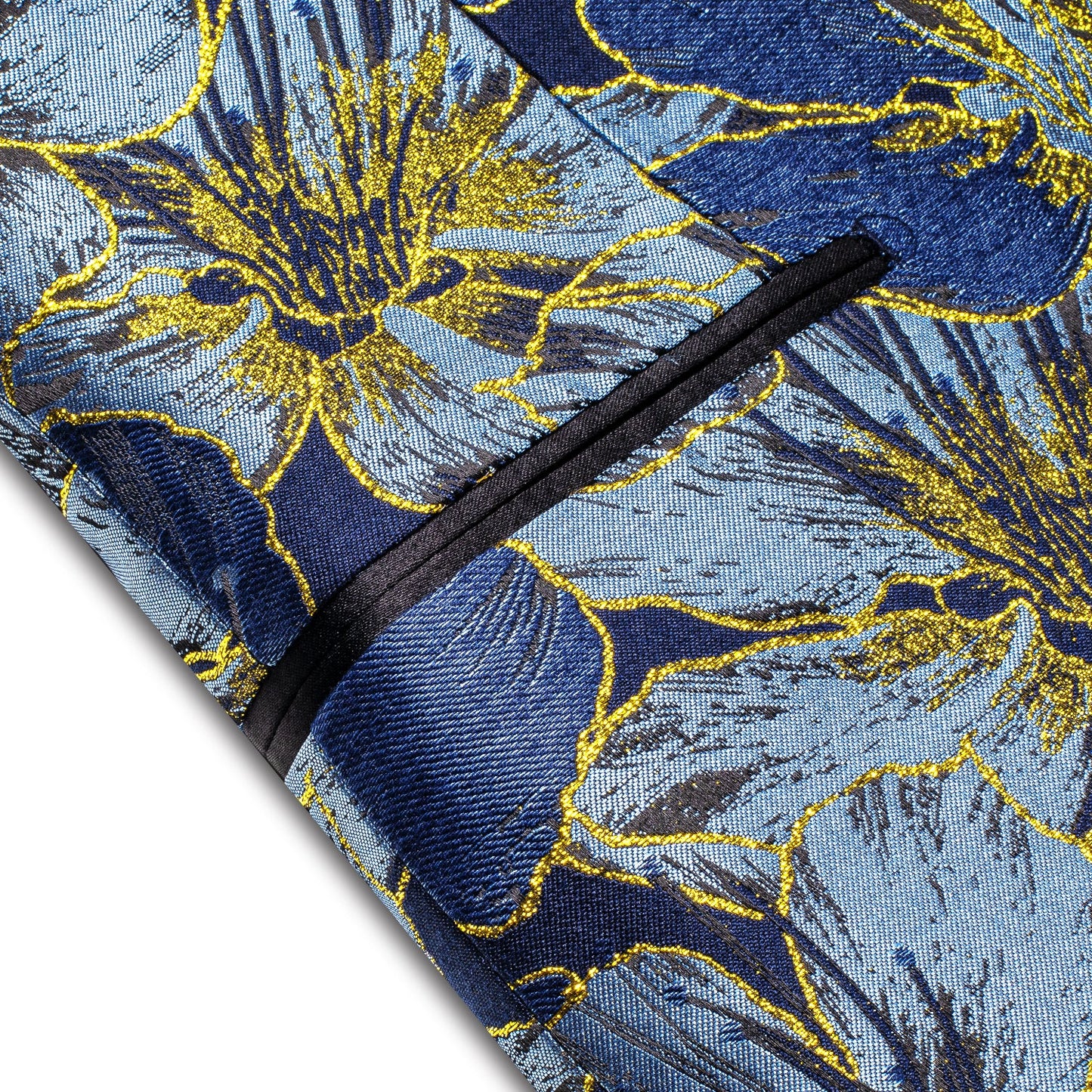 Blue and Yellow Embroidered Floral Tuxedo Jacket tuxedo - Sophisticated Gentlemen