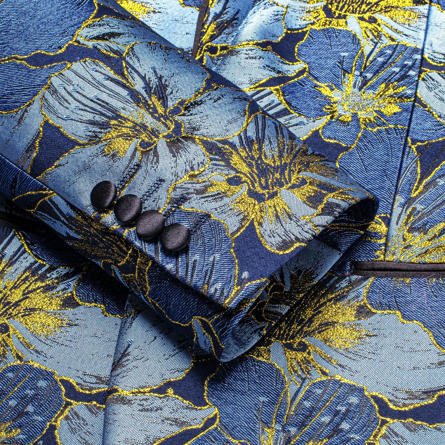 Blue and Yellow Embroidered Floral Tuxedo Jacket tuxedo - Sophisticated Gentlemen