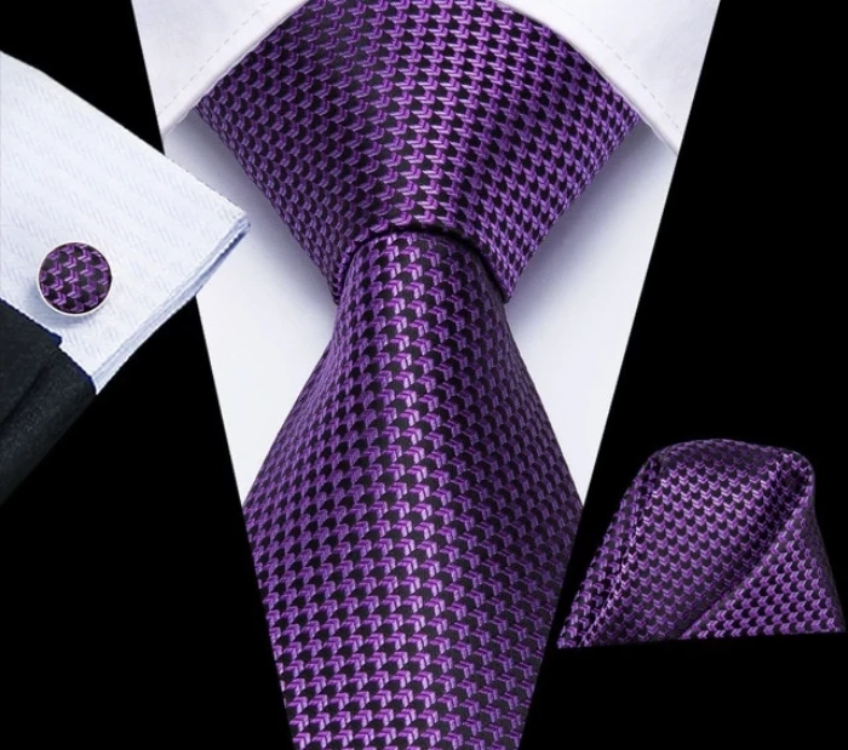 Modern Purple Tie, Pocket Square and Cufflinks tie sets - Sophisticated Gentlemen