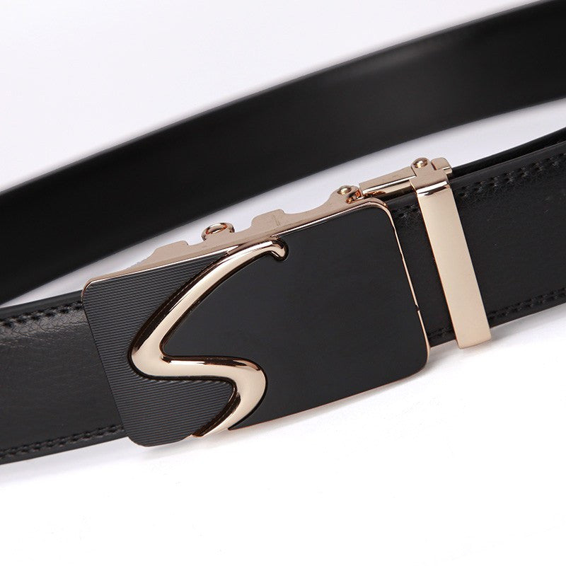 Modern S Buckle Leather Belt Belt - Sophisticated Gentlemen