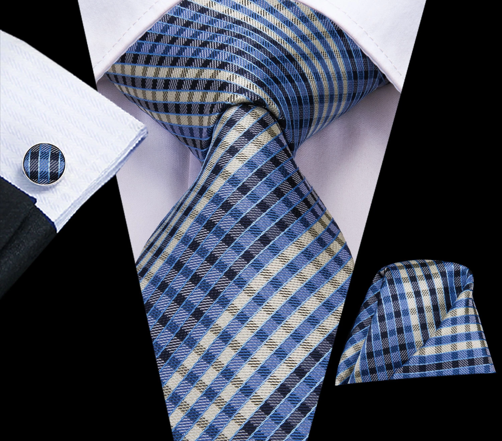Modern Plaid Silk Tie, Pocket Square and Cufflinks tie sets - Sophisticated Gentlemen