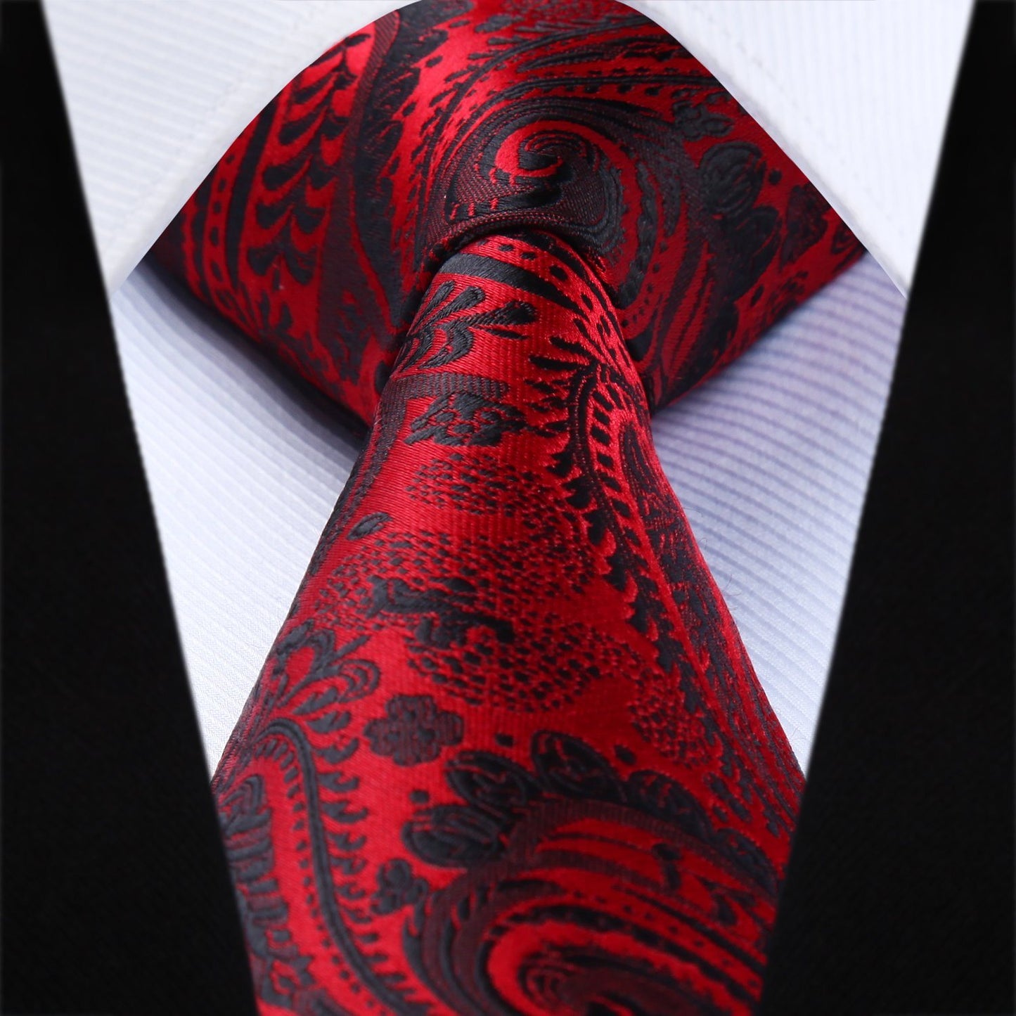 Red Paisley Silk Tie and Pocket Square tie sets - Sophisticated Gentlemen
