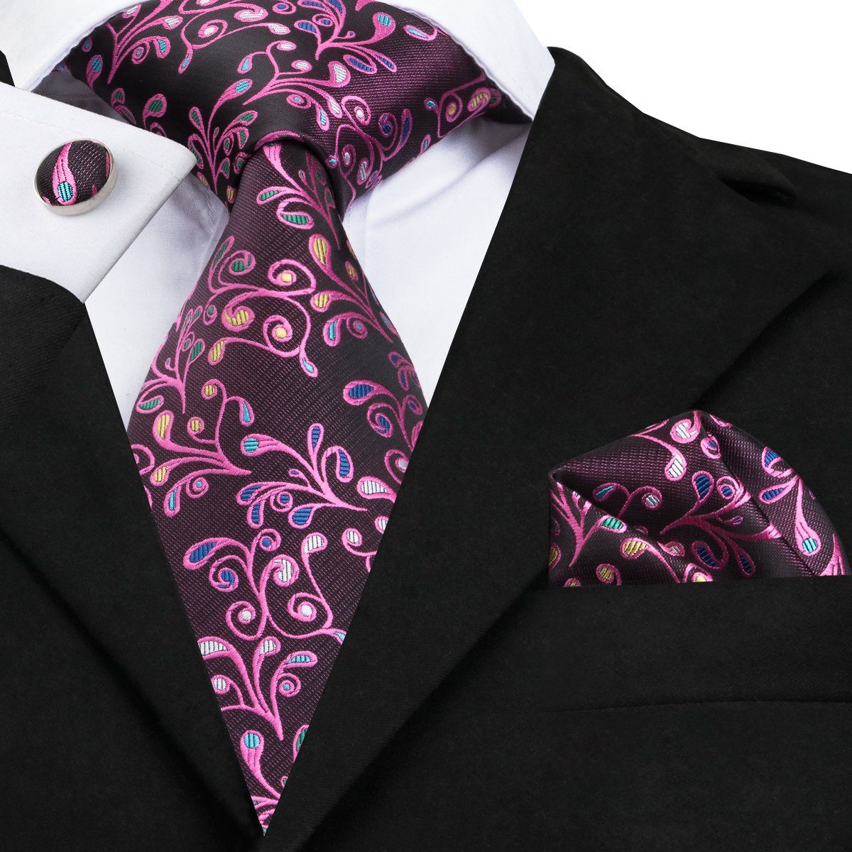 Spring Florals Tie, Pocket Square and Cufflinks Set tie sets - Sophisticated Gentlemen