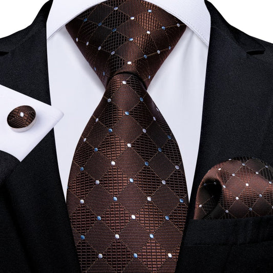 Chocolate Bar Silk Tie, Pocket Square and Cufflinks Set tie sets    - Sophisticated Gentlemen